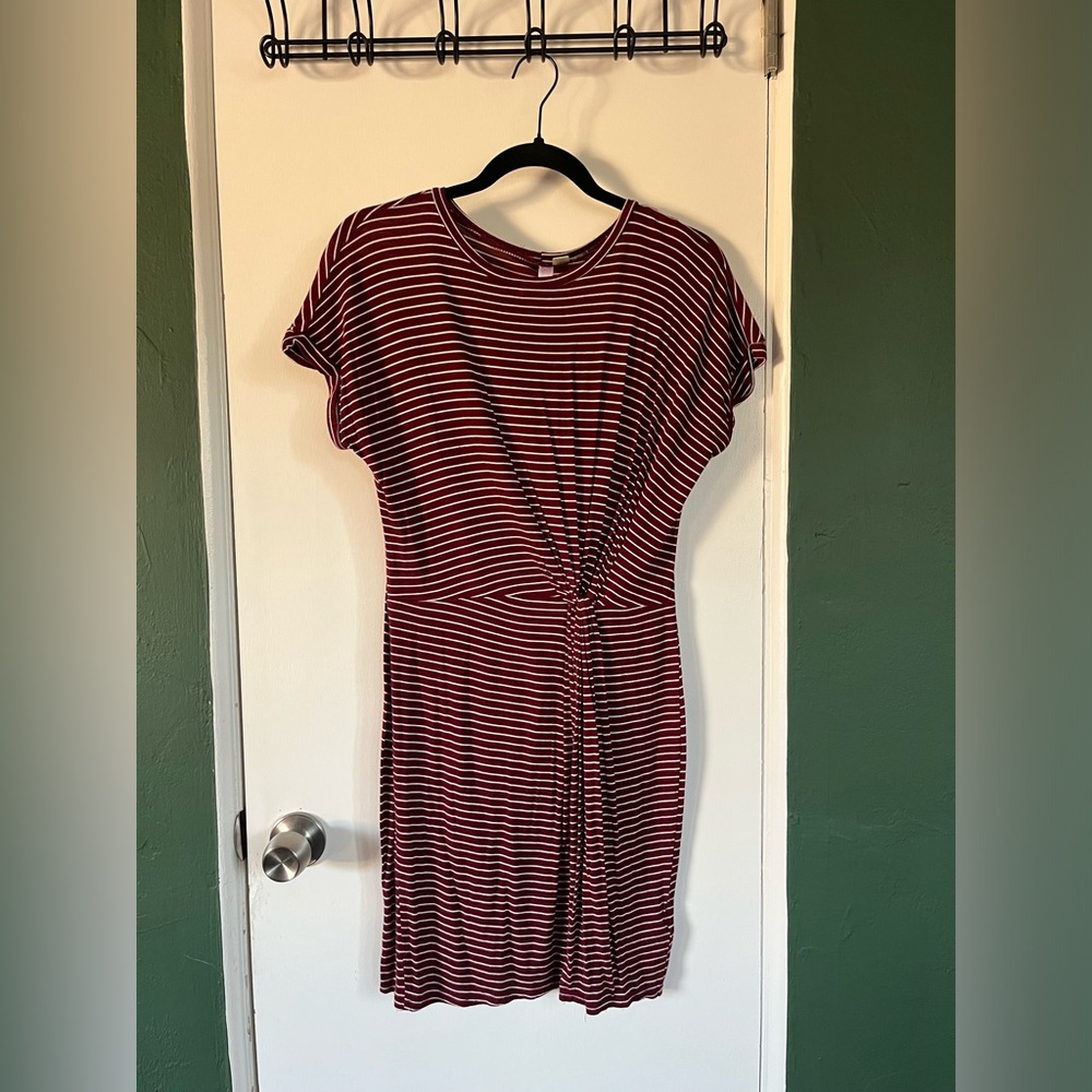 Red and white striped t shirt dress